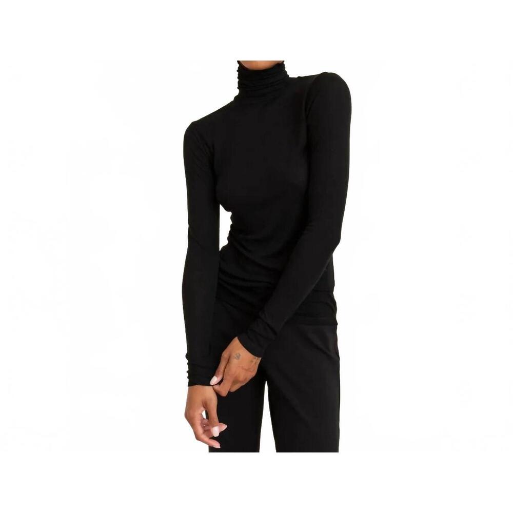 NEW PAPER LABEL eva turtleneck top in black